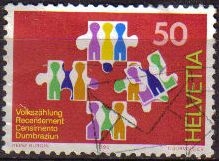 Suiza 1991 Scott 869 Sello Censo Nacional Michel1435 usado Switzerland Suisse 